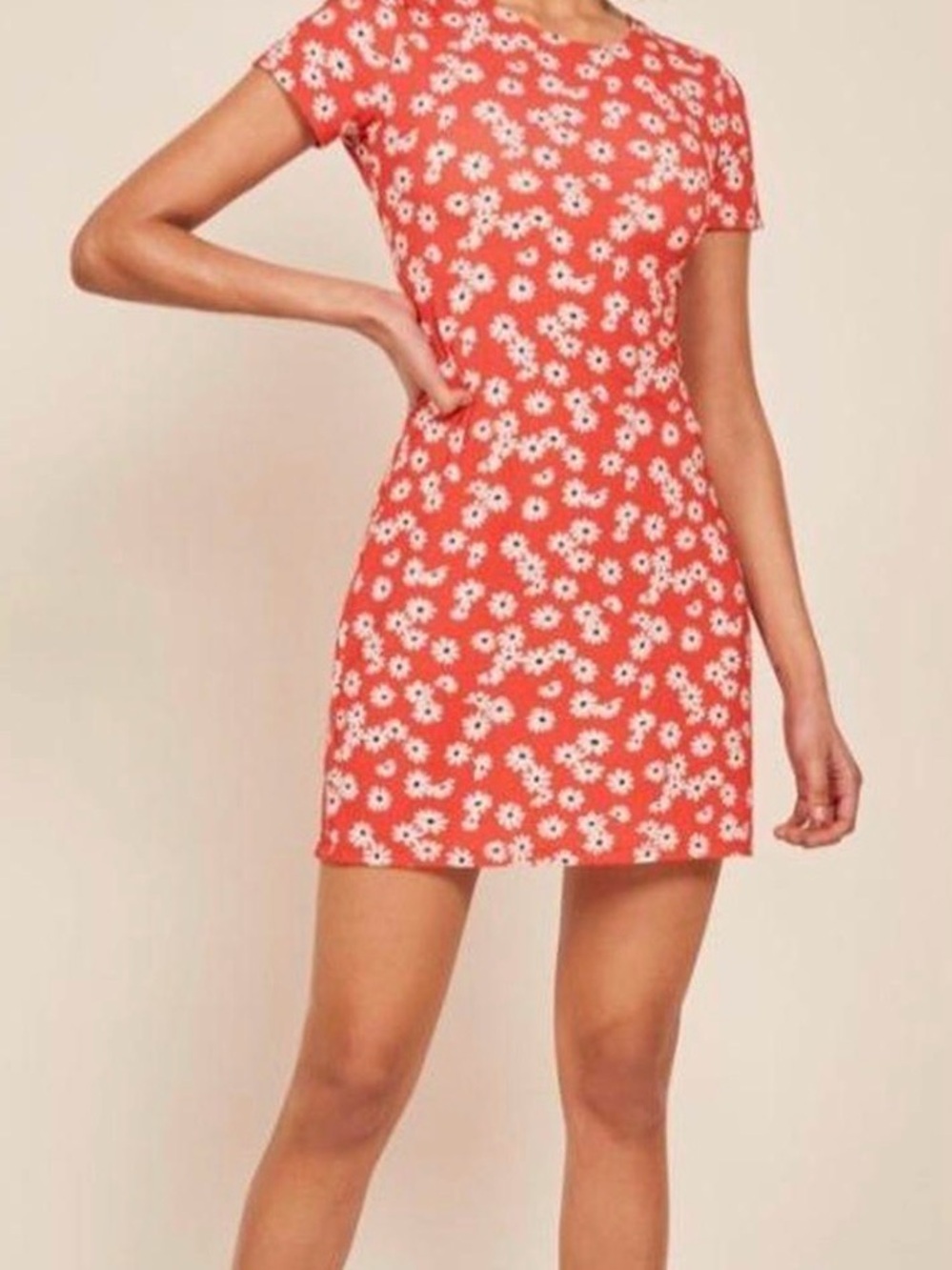 Reformation Floral Short Sleeve Mini Dress